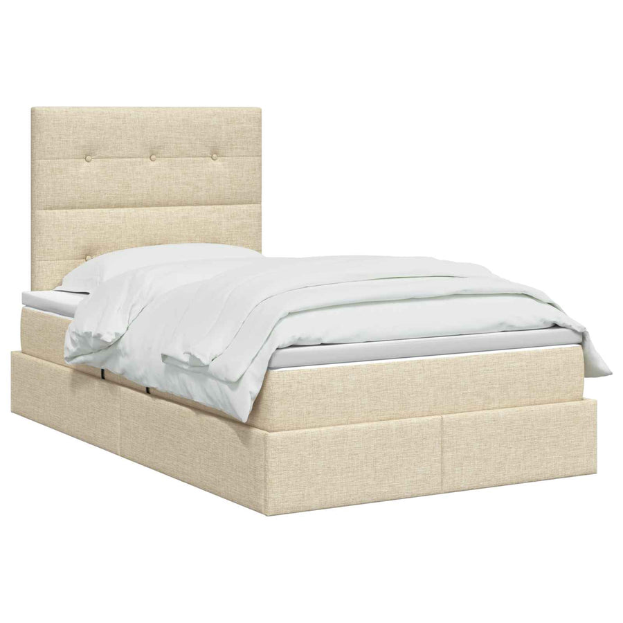LED Opslagbed met Matras Crèmekleurig 120 x 200 cm Stof