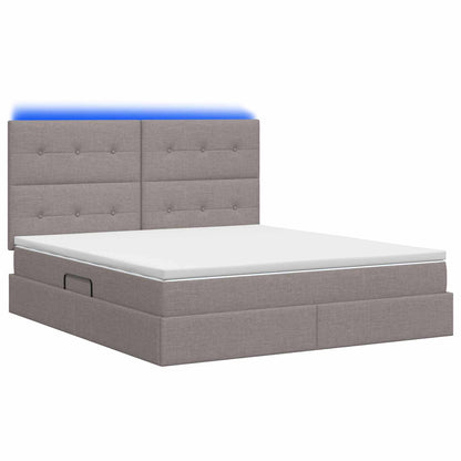LED Opslagbed met Matras Taupe 140 x 200 cm Stof