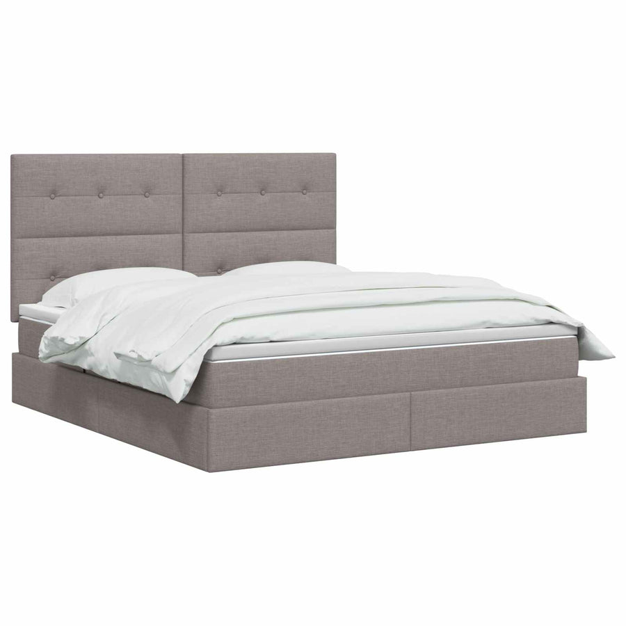 LED Opslagbed met Matras Taupe 140 x 200 cm Stof