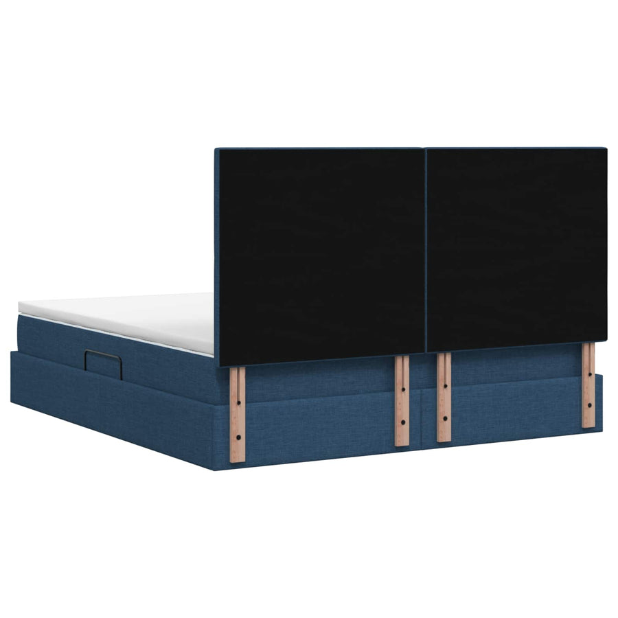 LED Opslagbed met Matras Blauw 140 x 200 cm Stof