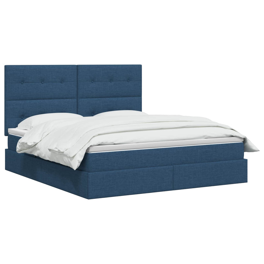 LED Opslagbed met Matras Blauw 140 x 200 cm Stof