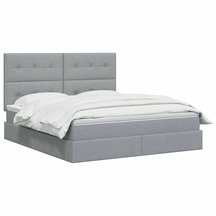 LED Opslagbed met Matras Lichtgrijs 160 x 200 cm Stof