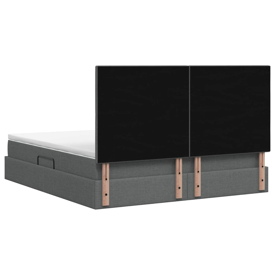 LED Opslagbed met Matras Donkergrijs 160 x 200 cm Stof