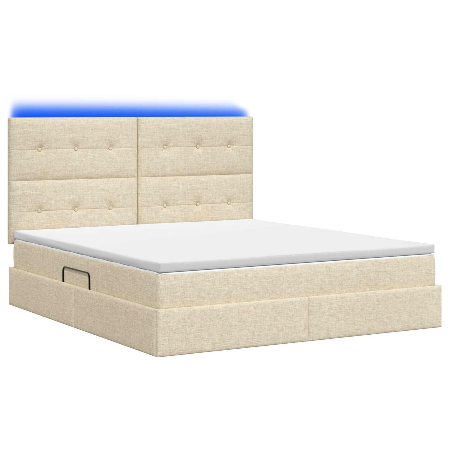 LED Opslagbed met Matras Crèmekleurig 160 x 200 cm Stof