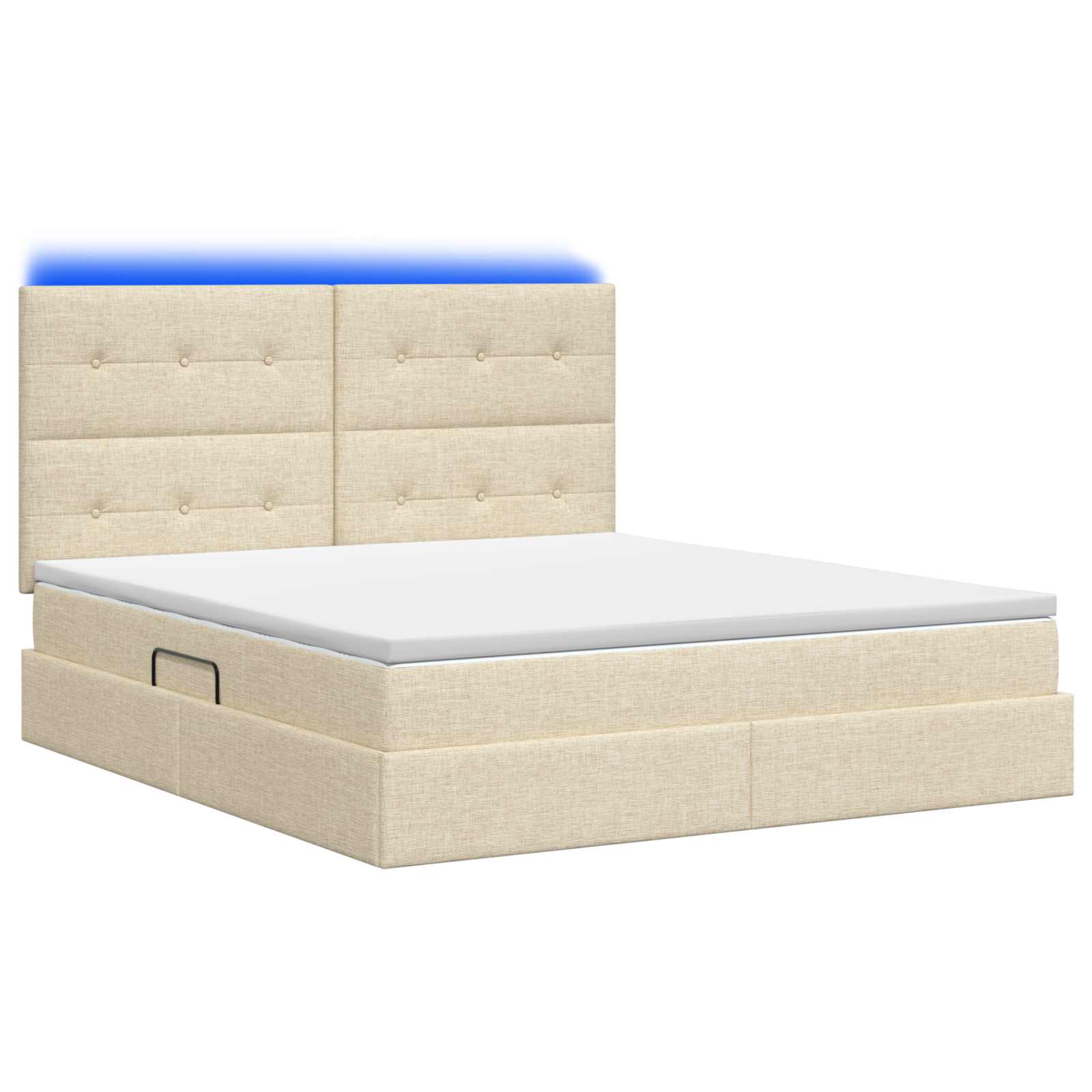 LED Opslagbed met Matras Crèmekleurig 160 x 200 cm Stof