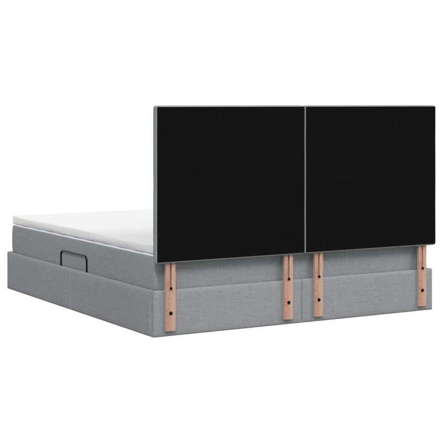 LED Opslagbed met Matras Lichtgrijs 180 x 200 cm Stof