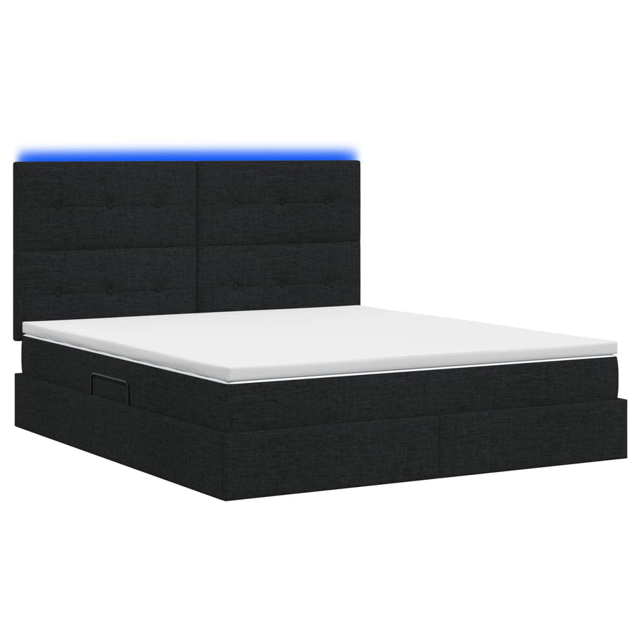 LED Opslagbed met Matras Zwart 180 x 200 cm Stof