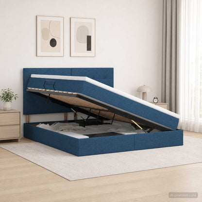 LED Opslagbed met Matras Blauw 180 x 200 cm Stof