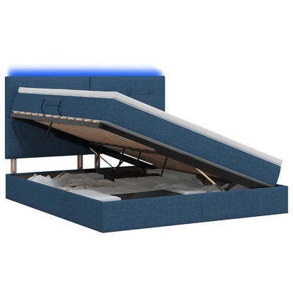 LED Opslagbed met Matras Blauw 180 x 200 cm Stof