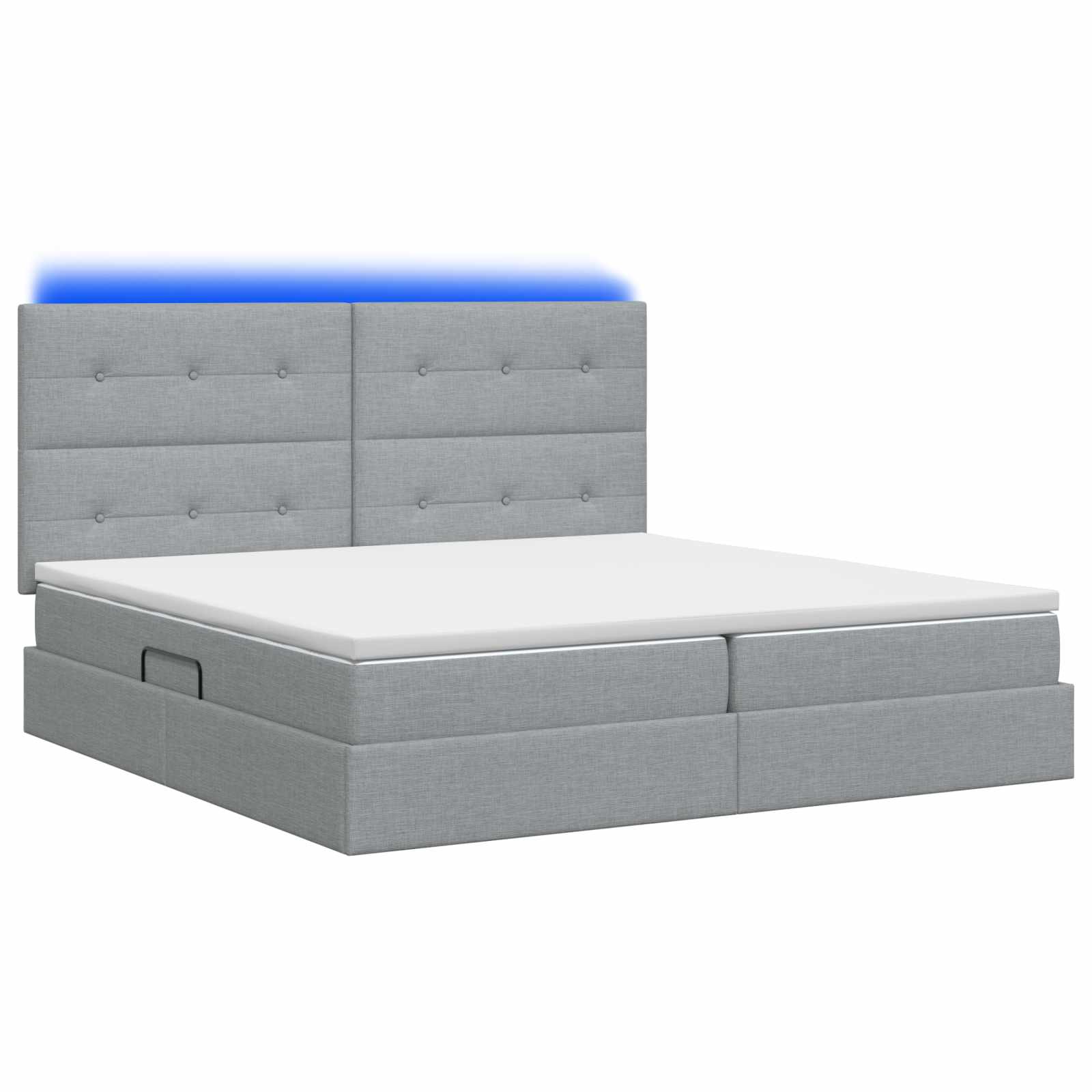 LED Opslagbed met Matras Lichtgrijs 200 x 200 cm Stof
