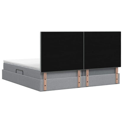 LED Opslagbed met Matras Lichtgrijs 200 x 200 cm Stof