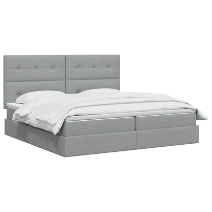 LED Opslagbed met Matras Lichtgrijs 200 x 200 cm Stof