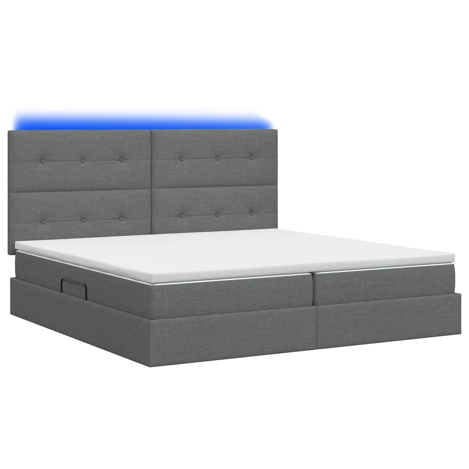 LED Opslagbed met Matras Donkergrijs 200 x 200 cm Stof