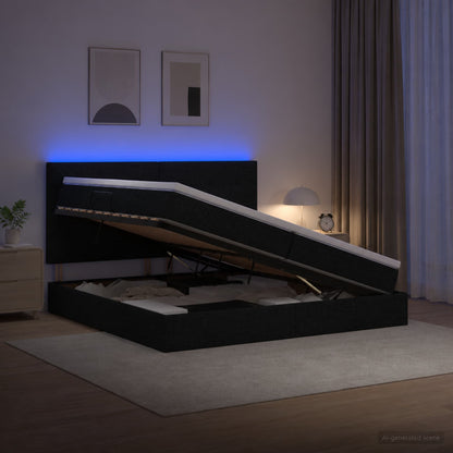 LED Opslagbed met Matras Zwart 200 x 200 cm Stof