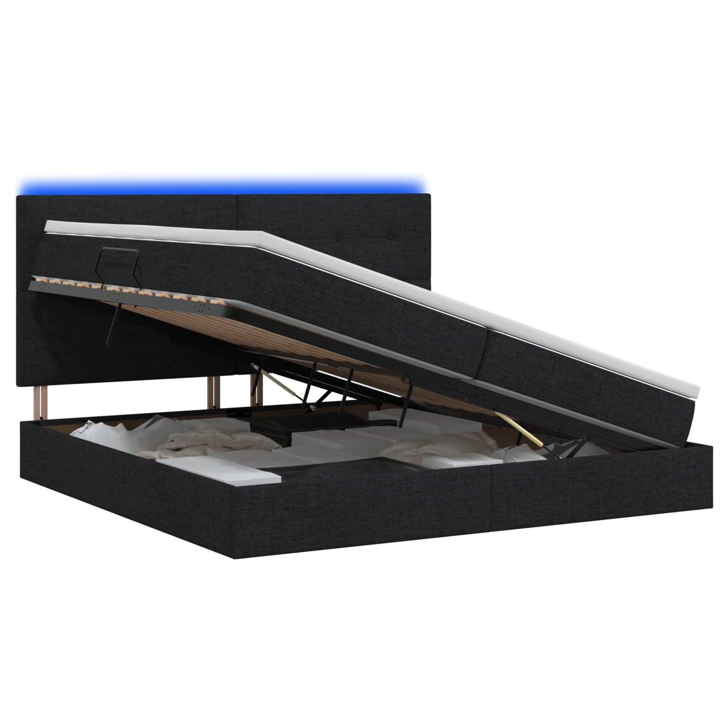 LED Opslagbed met Matras Zwart 200 x 200 cm Stof