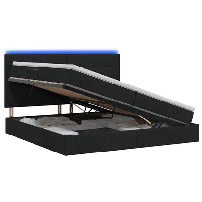 LED Opslagbed met Matras Zwart 200 x 200 cm Stof