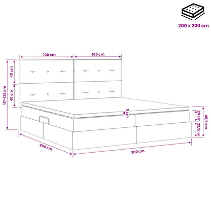 LED Opslagbed met Matras Zwart 200 x 200 cm Stof