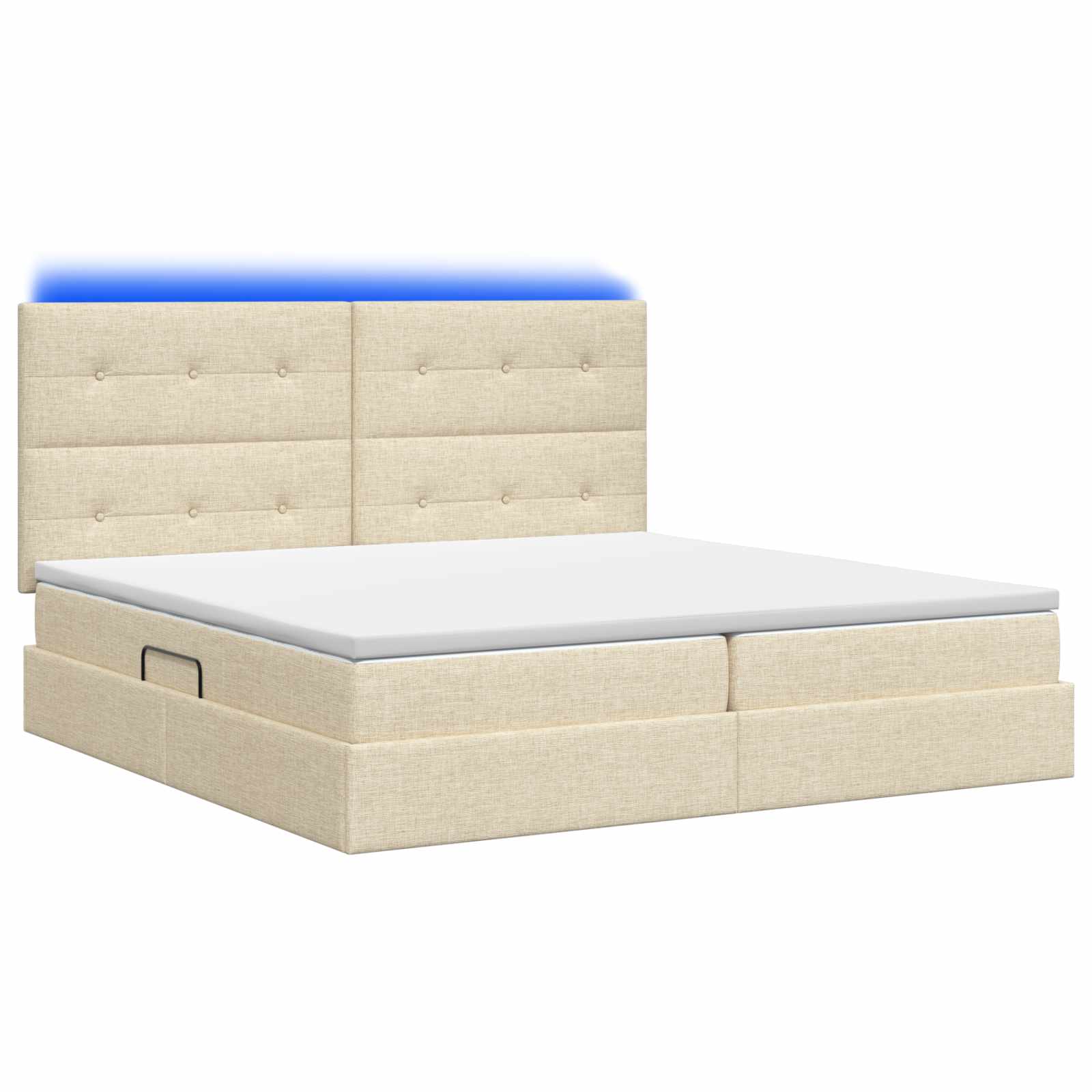 LED Opslagbed met Matras Crèmekleurig 200 x 200 cm Stof