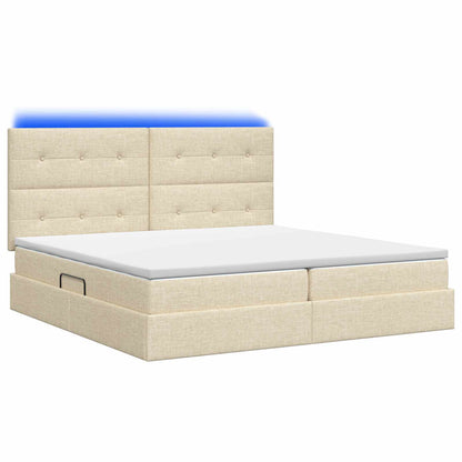 LED Opslagbed met Matras Crèmekleurig 200 x 200 cm Stof