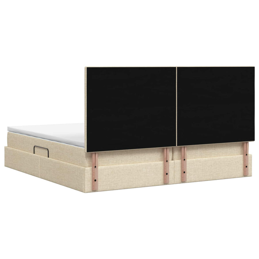 LED Opslagbed met Matras Crèmekleurig 200 x 200 cm Stof