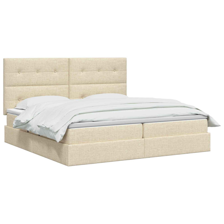 LED Opslagbed met Matras Crèmekleurig 200 x 200 cm Stof