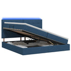 LED Opslagbed met Matras Blauw 200 x 200 cm Stof