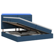 Bed met opbergruimte en matras blauw 200x200 cm