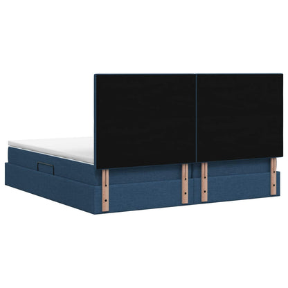 LED Opslagbed met Matras Blauw 200 x 200 cm Stof