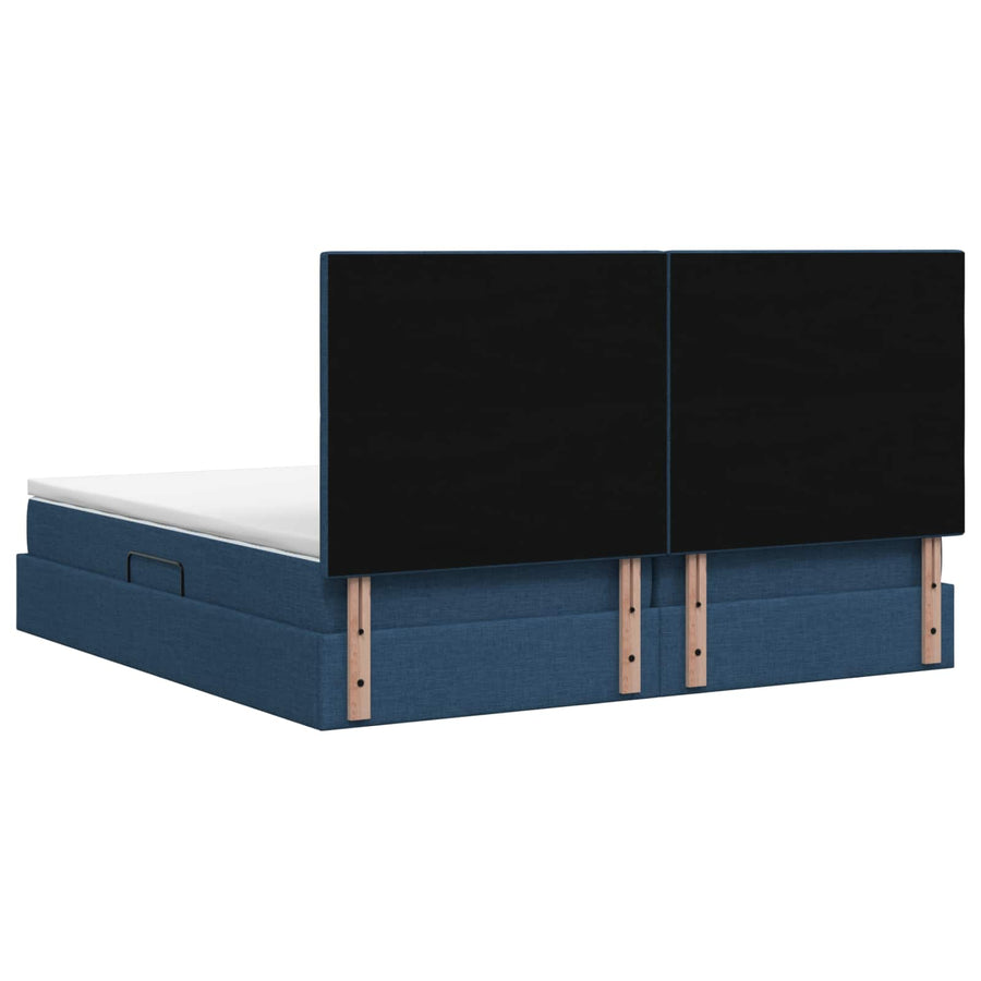 LED Opslagbed met Matras Blauw 200 x 200 cm Stof