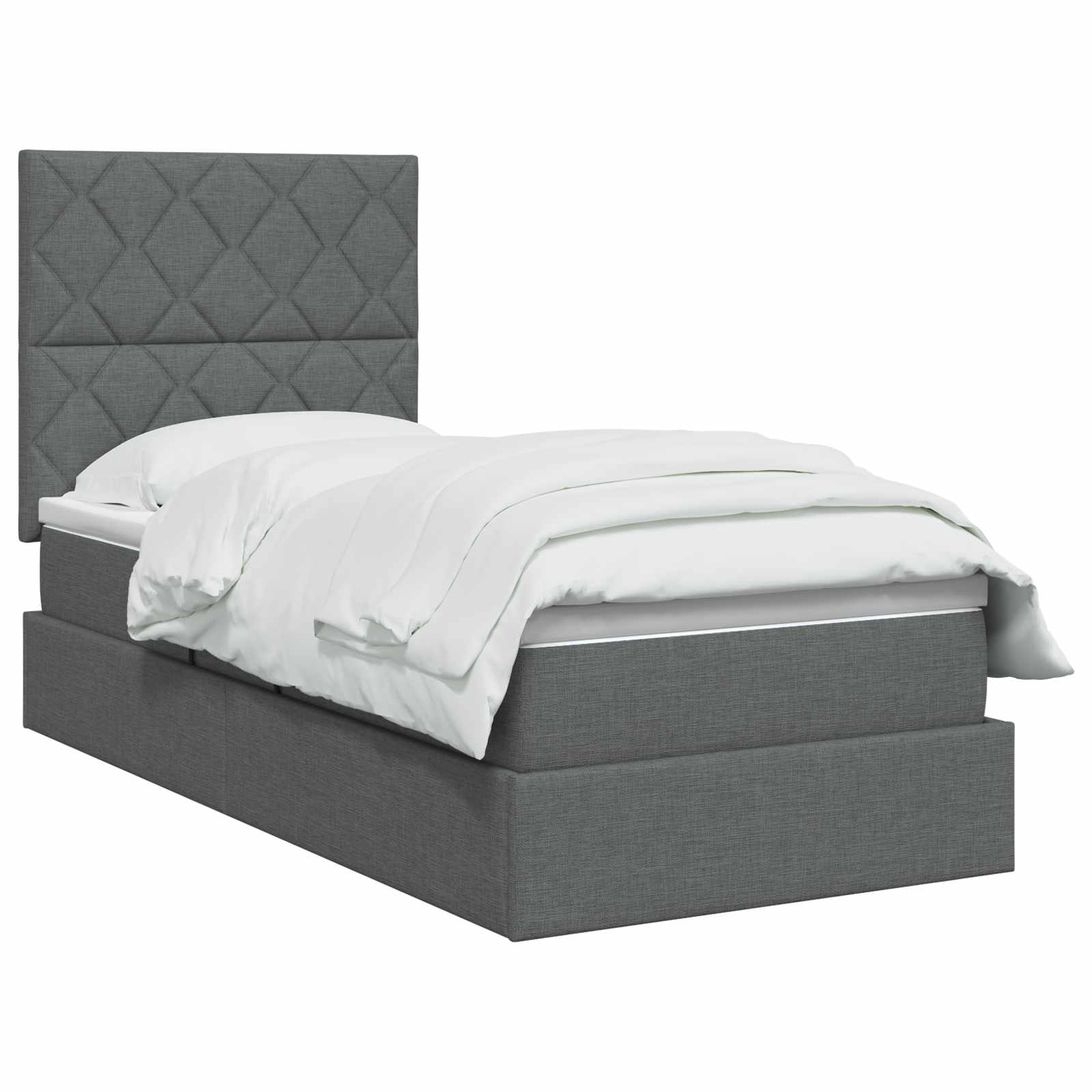 LED Opslagbed met Matras Donkergrijs 90 x 190 cm Stof