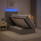 Opslagbed 90x200 cm taupe stof met matras