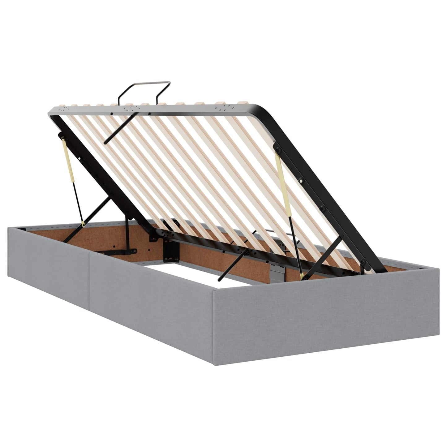 LED Opslagbed met Matras Lichtgrijs 90 x 200 cm Stof