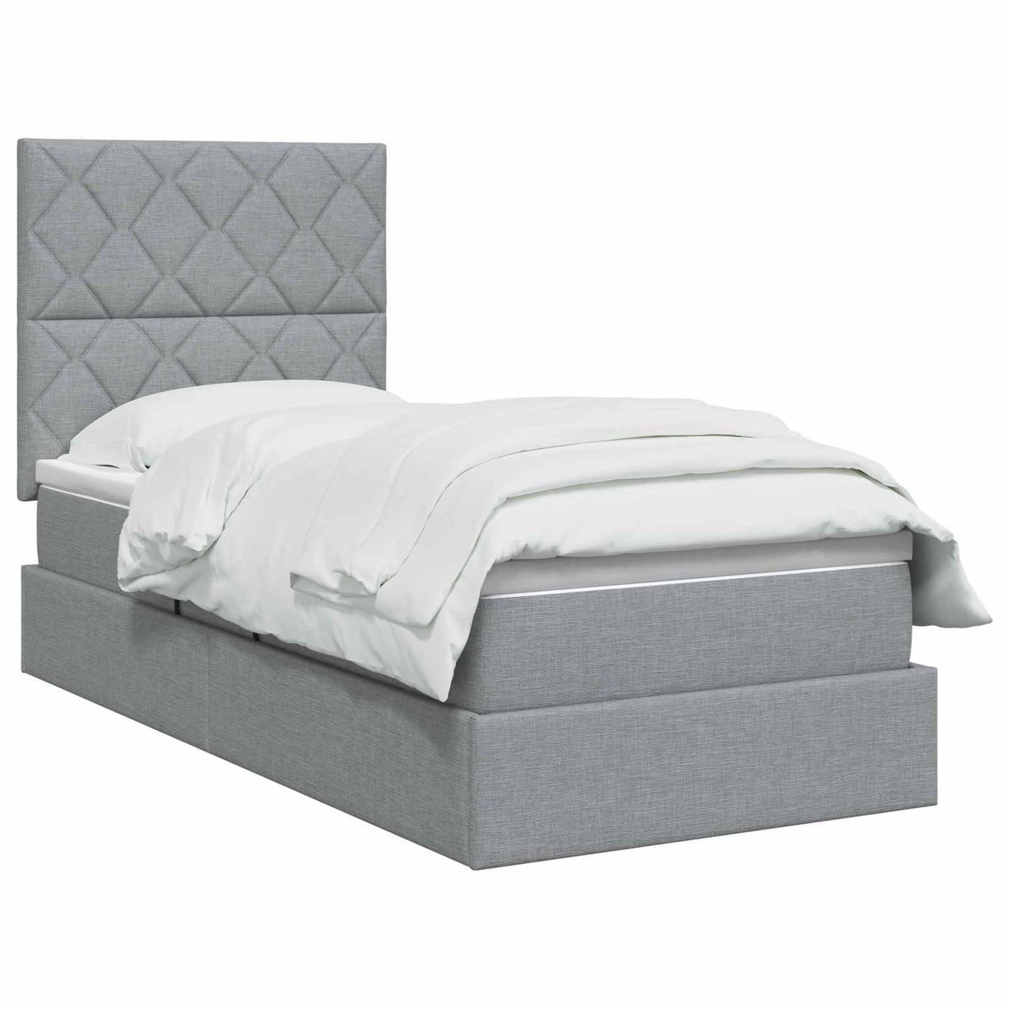 LED Opslagbed met Matras Lichtgrijs 90 x 200 cm Stof