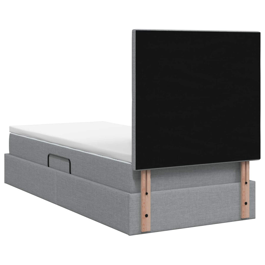 LED Opslagbed met Matras Lichtgrijs 100 x 200 cm Stof