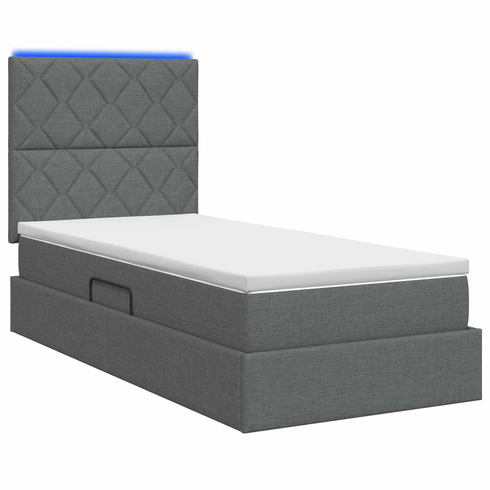 LED Opslagbed met Matras Donkergrijs 100 x 200 cm Stof