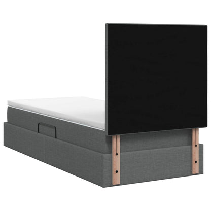 LED Opslagbed met Matras Donkergrijs 100 x 200 cm Stof