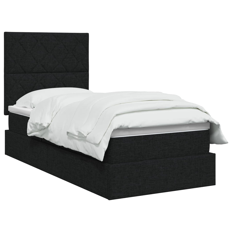 LED Opslagbed met Matras Zwart 100 x 200 cm Stof
