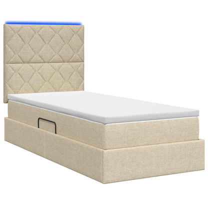 LED Opslagbed met Matras Crèmekleurig 100 x 200 cm Stof
