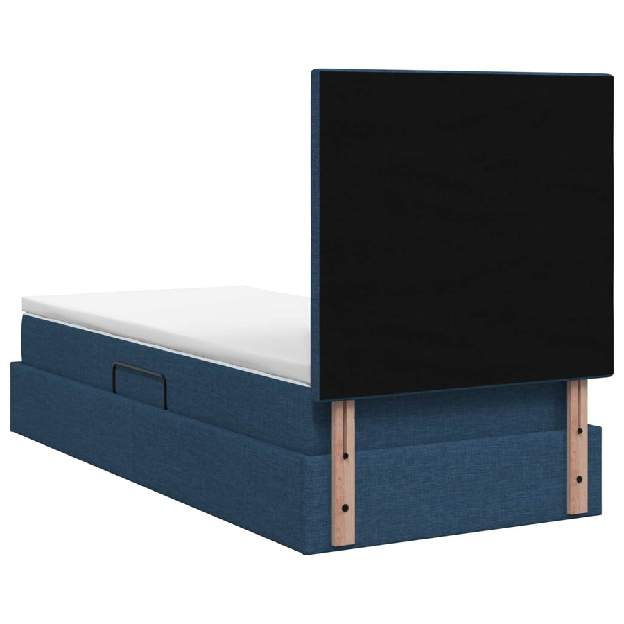 LED Opslagbed met Matras Blauw 100 x 200 cm Stof