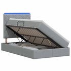 LED Opslagbed met Matras Lichtgrijs 120 x 200 cm Stof