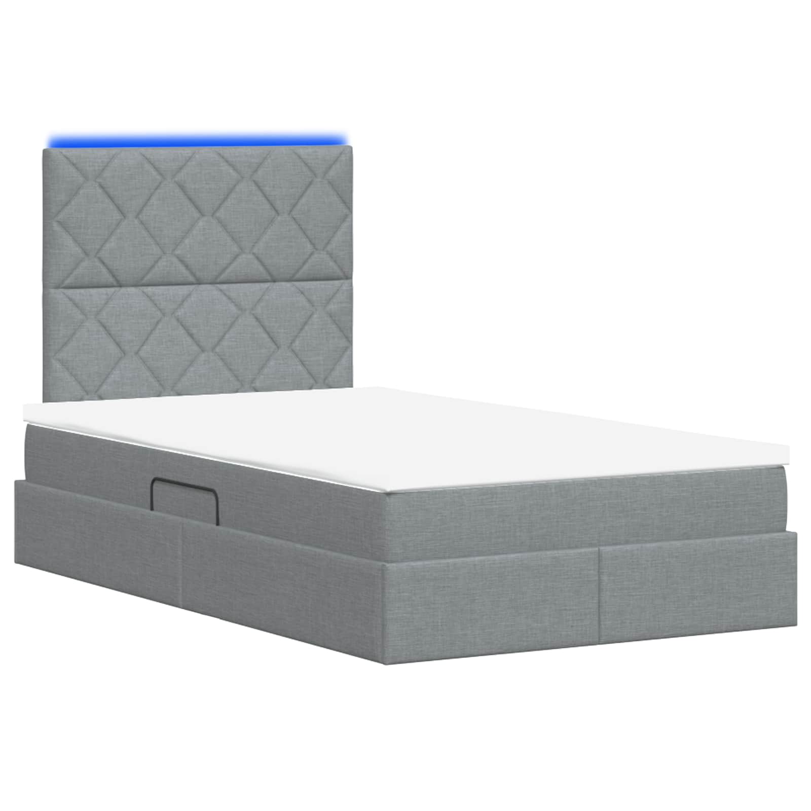 LED Opslagbed met Matras Lichtgrijs 120 x 200 cm Stof