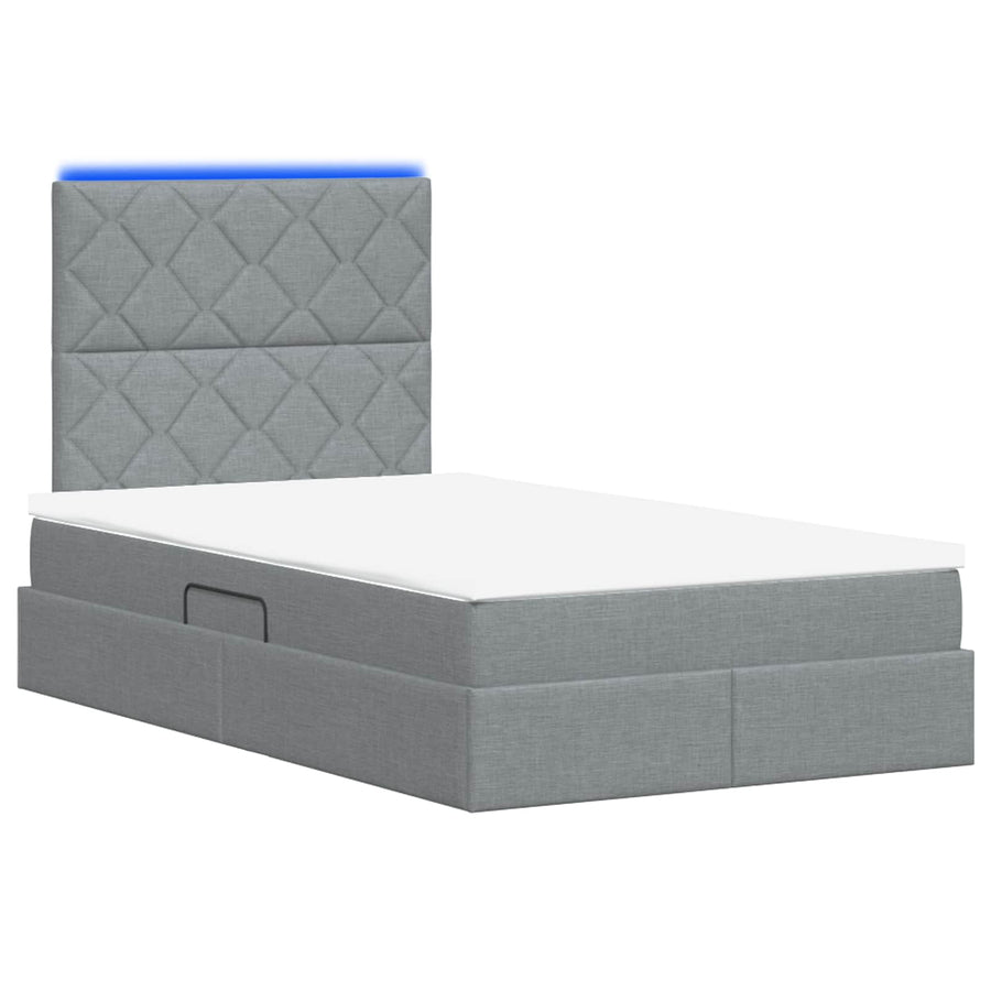 LED Opslagbed met Matras Lichtgrijs 120 x 200 cm Stof
