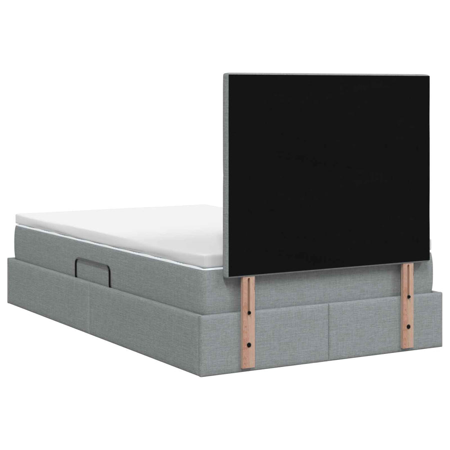 LED Opslagbed met Matras Lichtgrijs 120 x 200 cm Stof