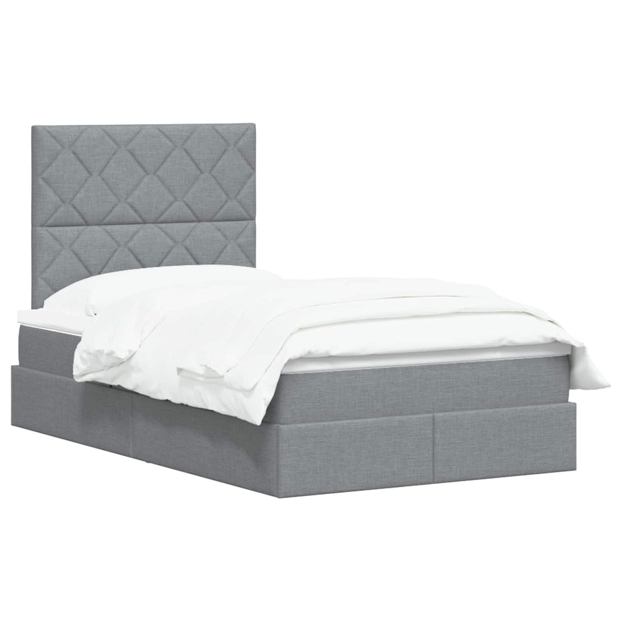 LED Opslagbed met Matras Lichtgrijs 120 x 200 cm Stof