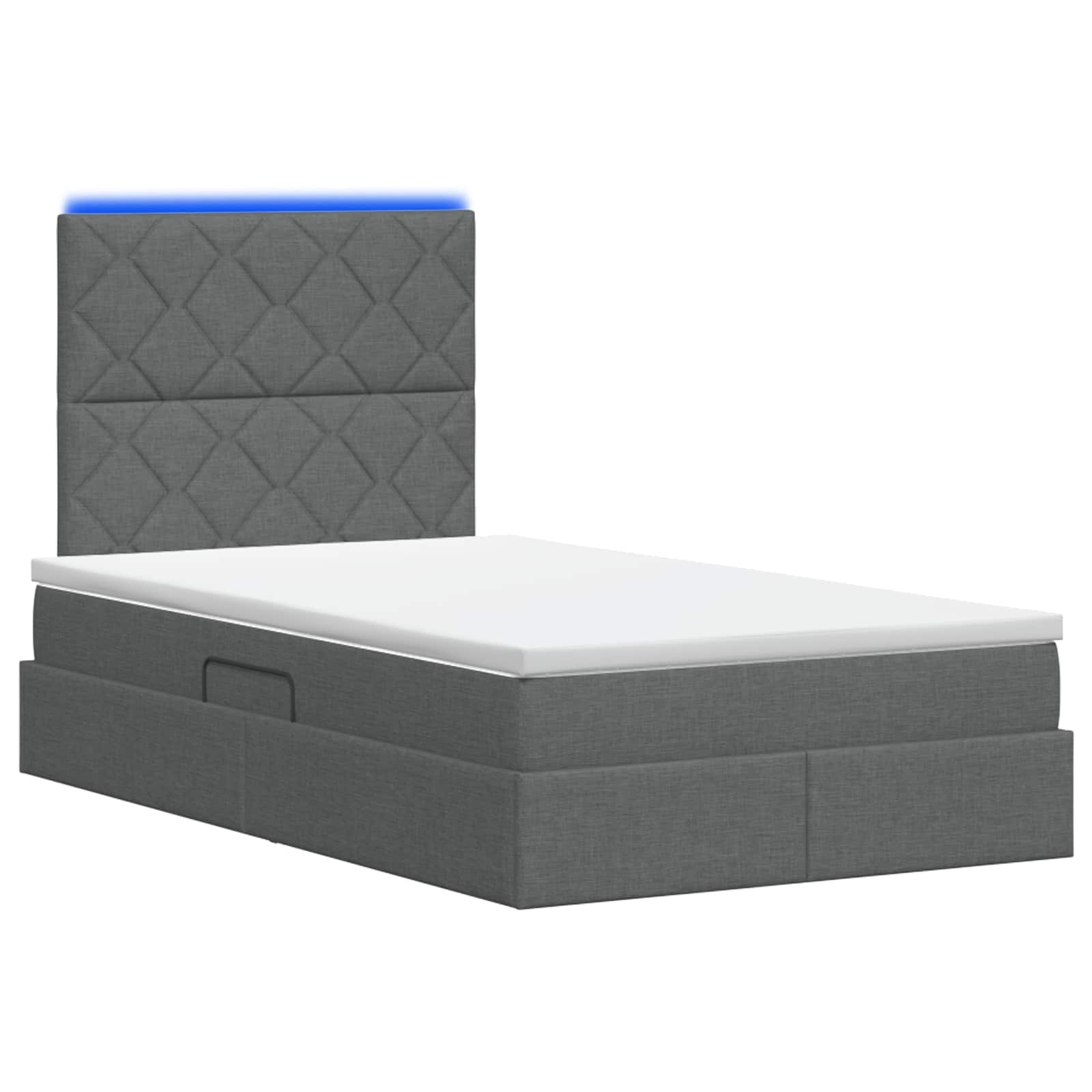LED Opslagbed met Matras Donkergrijs 120 x 200 cm Stof