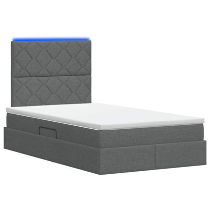 LED Opslagbed met Matras Donkergrijs 120 x 200 cm Stof
