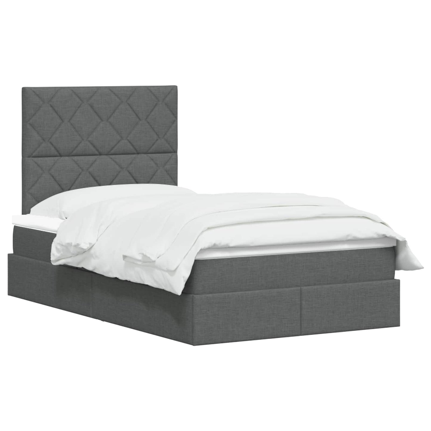 LED Opslagbed met Matras Donkergrijs 120 x 200 cm Stof