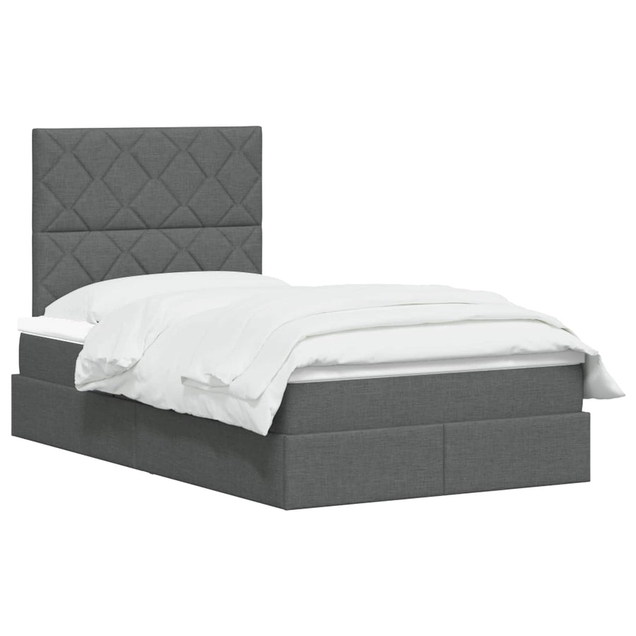 LED Opslagbed met Matras Donkergrijs 120 x 200 cm Stof