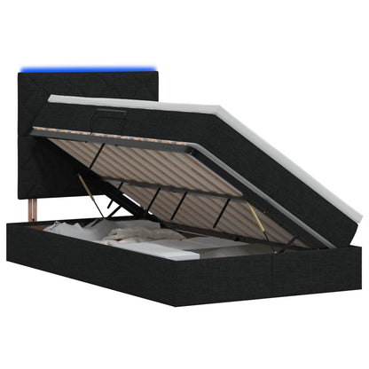 LED Opslagbed met Matras Zwart 120 x 200 cm Stof