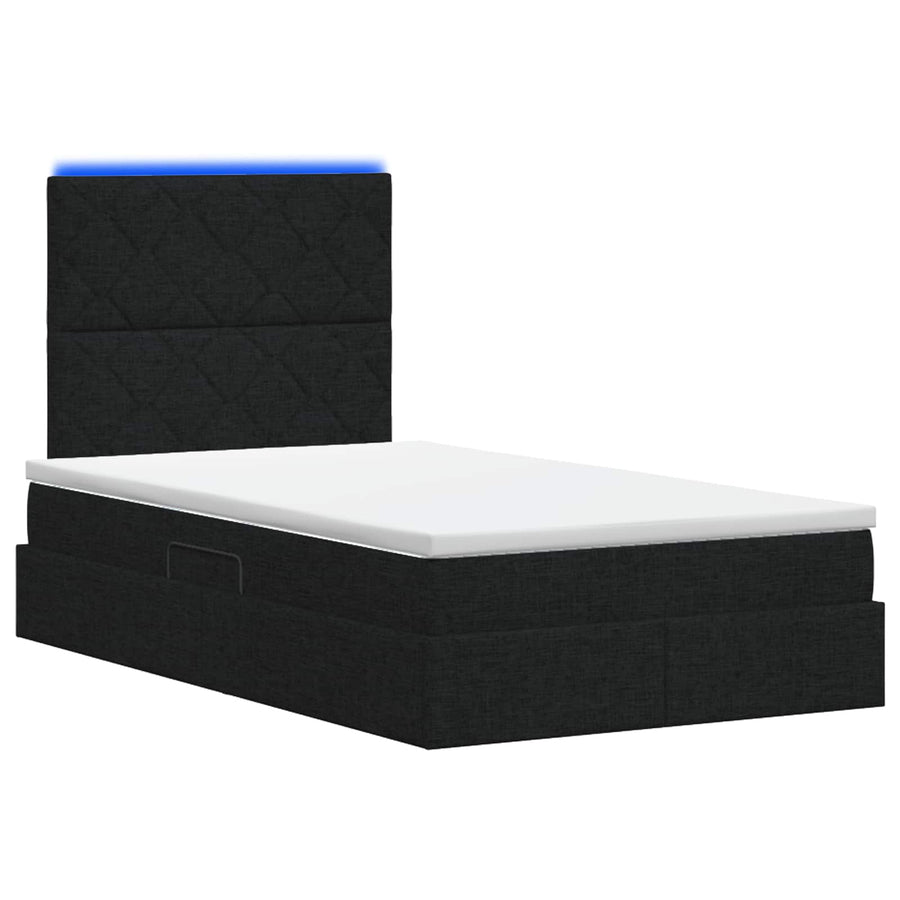 LED Opslagbed met Matras Zwart 120 x 200 cm Stof